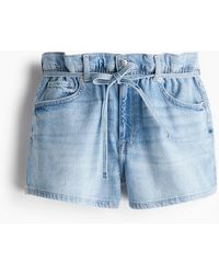 H&M - High Rise Denimshorts mit Paperbag-Bund - Lyst