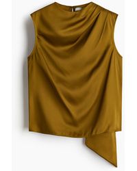 H&M - Gedrapeerde Blouse Van Satijn - Lyst