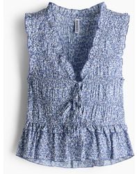 H&M - Gesmokte Top Met Strikdetails - Lyst