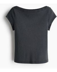 H&M - Geripptes Shirt mit U-Boot-Ausschnitt - Lyst