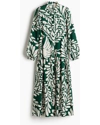 H&M - Langes Kleid mit Puffärmeln - Lyst