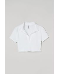 H&M Cropped Shirt mit Kragen - Weiß