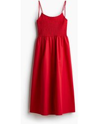 H&M - Gesmoktes Kleid mit Bindeträgern - Lyst