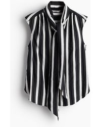 H&M - Bluse mit Bindebändern - Lyst