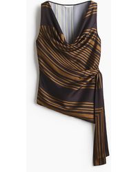 H&M - Top mit Wasserfallausschnitt und Bindedetail - Lyst