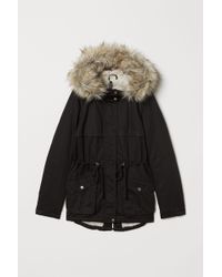 H&M Pile-lined Parka - Black