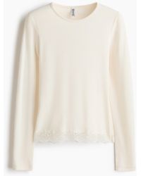H&M - Tricot Top Met Kant - Lyst