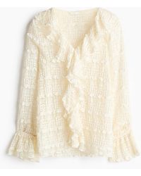 H&M - Tricot Blouse Met Kanten Look - Lyst