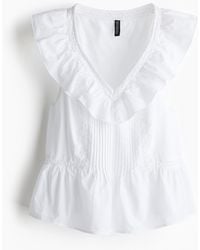 H&M - Baumwolltop mit Volant - Lyst