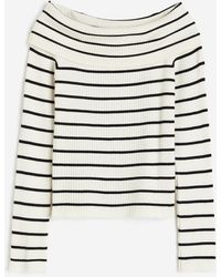 H&M - Schulterfreies Shirt in Rippstrick - Lyst