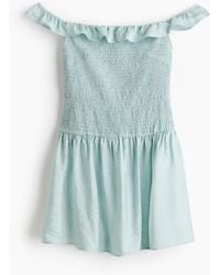 H&M - Gesmoktes Off-Shoulder-Kleid - Lyst