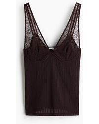 H&M - Rippstrick-Top mit Spitze - Lyst