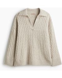 H&M - Polopullover in Zopfstrick - Lyst