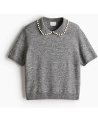 H&M - Gebreide Top Met Gedecoreerde Kraag - Lyst