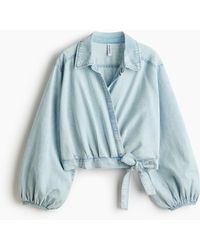 H&M - Wickelbluse aus Denim - Lyst