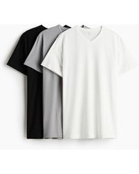 H&M - Lot de 3 T-shirts Slim Fit à encolure en V - Lyst