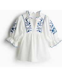 H&M - Blouse Brodée En Coton - Lyst