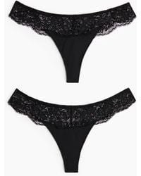 H&M - Lot De 2 Culottes Thong En Microfibre Et Dentelle - Lyst