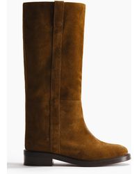 H&M - Bottes De Hauteur Genou En Cuir Velours Fendu - Lyst