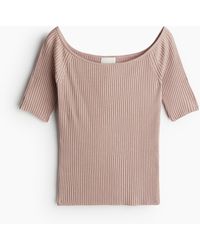 H&M - Schulterfreies Shirt in Rippstrick - Lyst