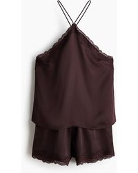 H&M - Nachtwäsche aus Satin mit Spitze - Lyst
