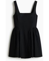 H&M - Kleid mit Karree-Ausschnitt und Raffungen - Lyst