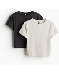 H&M - Set Van 2 Cropped T-shirts - Lyst