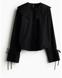 H&M - Popelinebluse mit Broderie Anglaise - Lyst