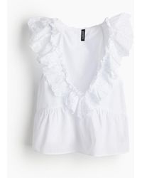 H&M - Volanttop Met Broderie Anglaise - Lyst