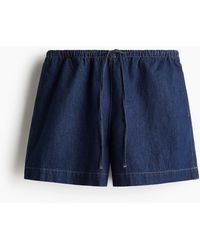 H&M - Denim Short Met Drawstring - Lyst