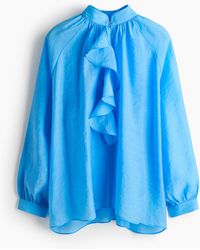 H&M - Volantblouse Van Lyocellmix - Lyst
