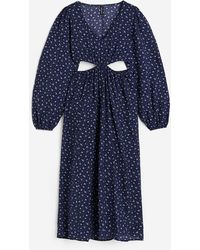 H&M - Kleid mit Cut-out und Ballonärmeln - Lyst