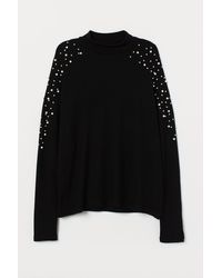 H&M Pull avec perles fantaisie - Noir