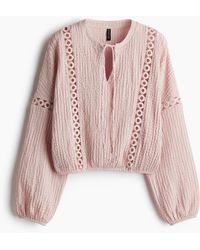 H&M - Blouse Froissée Avec Dentelle - Lyst