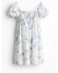 H&M - Babydoll-Kleid mit Puffärmeln - Lyst