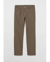 H&M Regular Fit Cotton Twill Trousers - Green