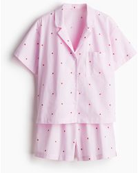 H&M - Pyjama mit Oberteil und Shorts - Lyst