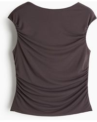 H&M - Gedrapeerde Top Met Kapmouwtjes - Lyst
