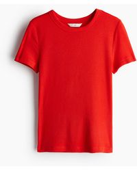 H&M - T-shirt côtelé en modal mélangé - Lyst