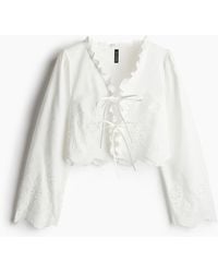 H&M - Baumwollbluse mit Broderie Anglaise - Lyst
