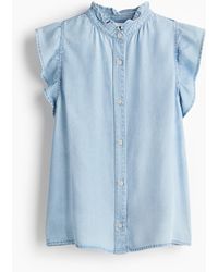 H&M - Blouse volantée en denim - Lyst