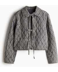 H&M - Denim Jasje Met Doorgestikt Dessin - Lyst