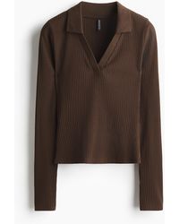 H&M - Top Côtelé Avec Col Côtelé - Lyst