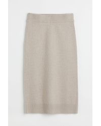 H&M Knitted Slit-hem Skirt - Brown