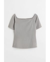 H&M Strickshirt aus Seidenmischung in Blau Damen Bekleidung Oberteile Kurzarm Oberteile 