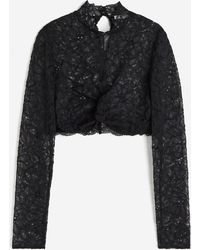 H&M - Kanten Croptop Met Gedraaid Detail - Lyst