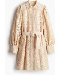 H&M - Blusenkleid mit Broderie Anglaise - Lyst