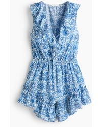 H&M - Korte Jumpsuit Van Viscosemix Met Volants - Lyst