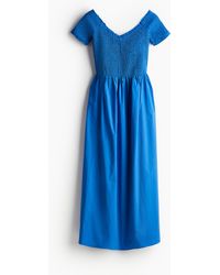 H&M - Gesmoktes Off-Shoulder-Kleid - Lyst