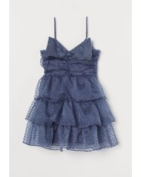 H&M Volantjurk Met Strik - Blauw